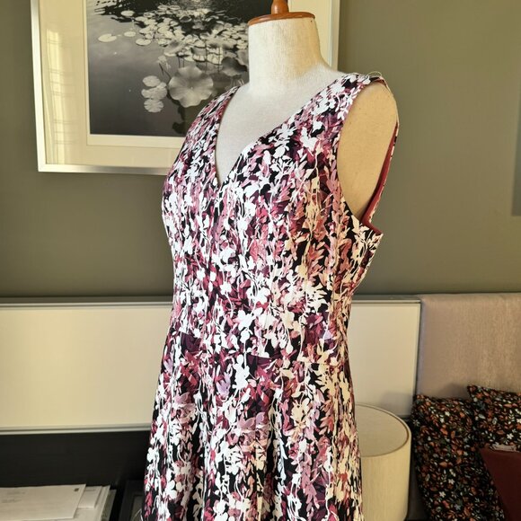 / White House Black Market Black Floral Printed High Low Party Dress US 10 - Picture 8 of 11